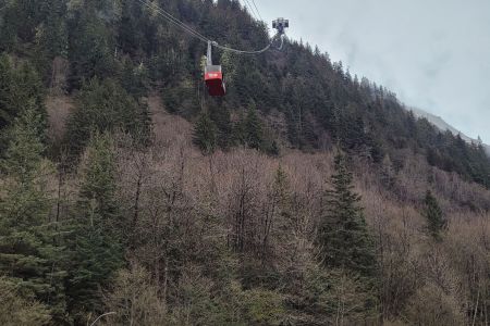Tram coming down to get us